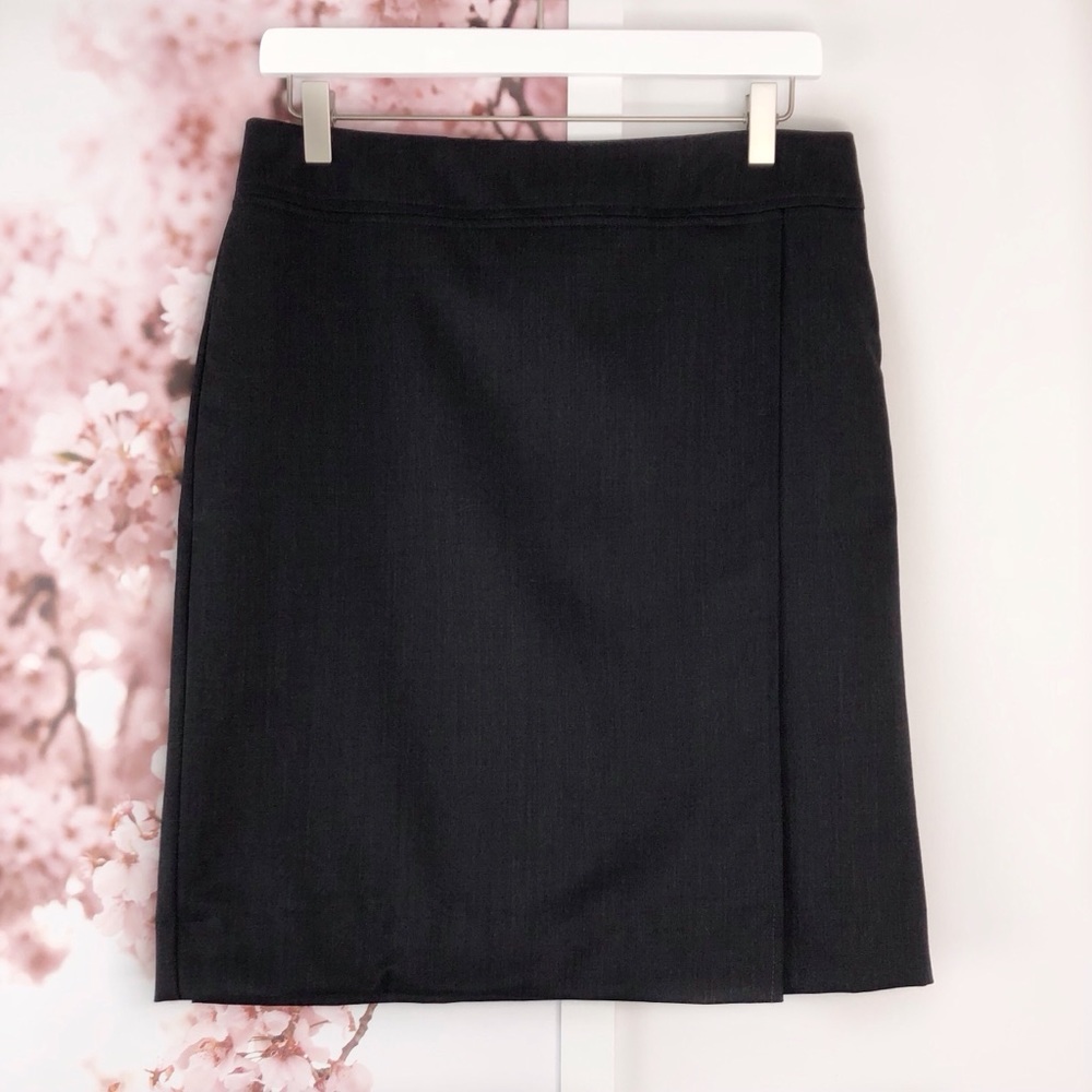 Faux Wrap Wool Blend Skirt